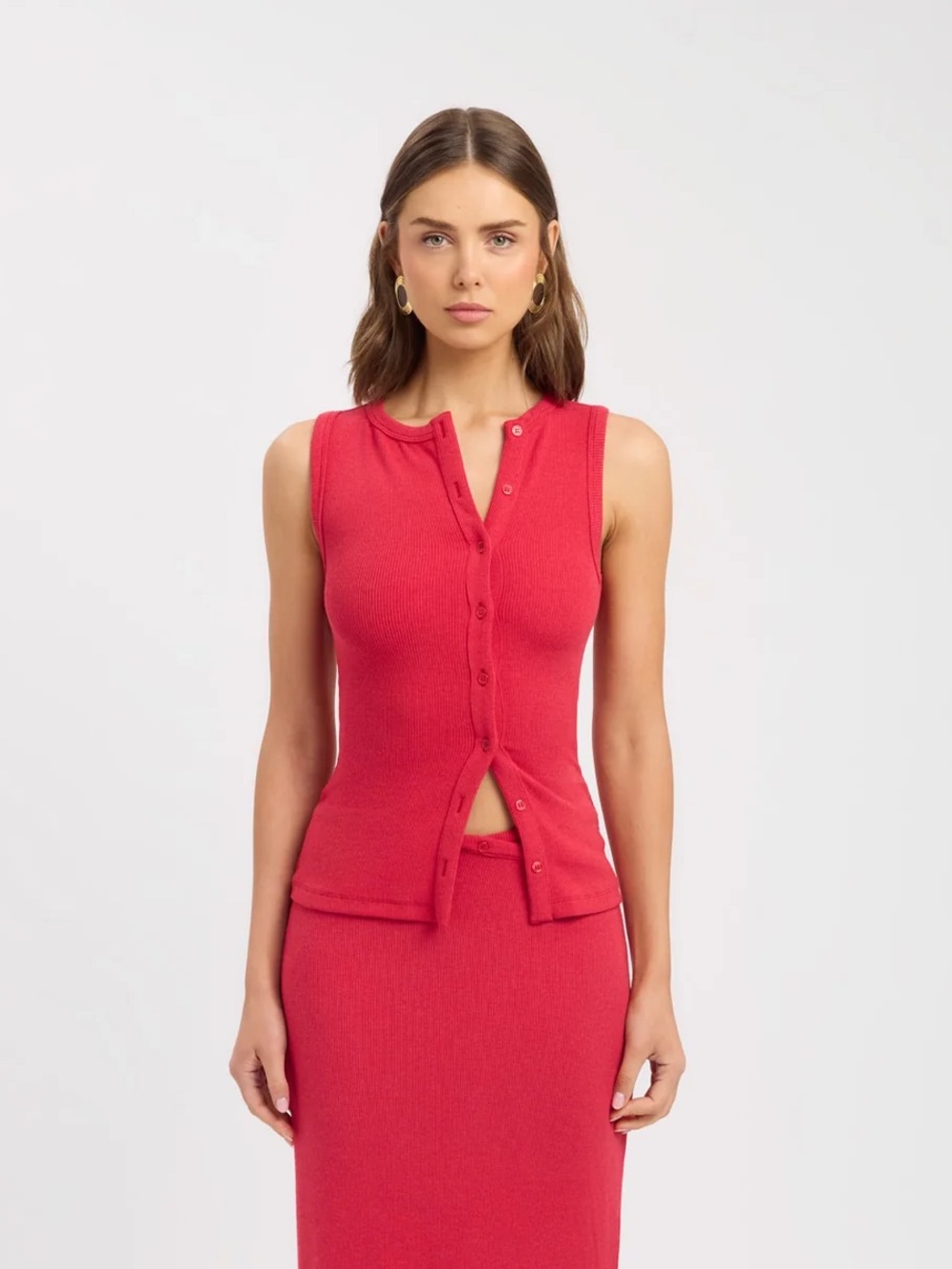 Kookai Bec Button Tank Red